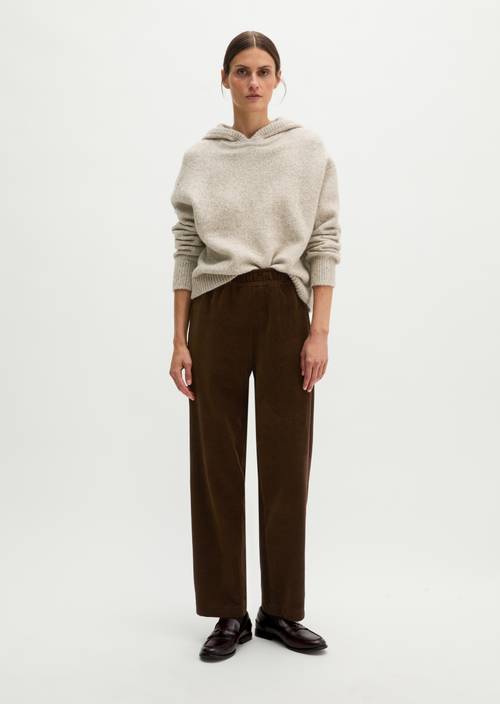 Pantalon en jersey de velours, coupe décontractée Burnt Coffee en vue de face