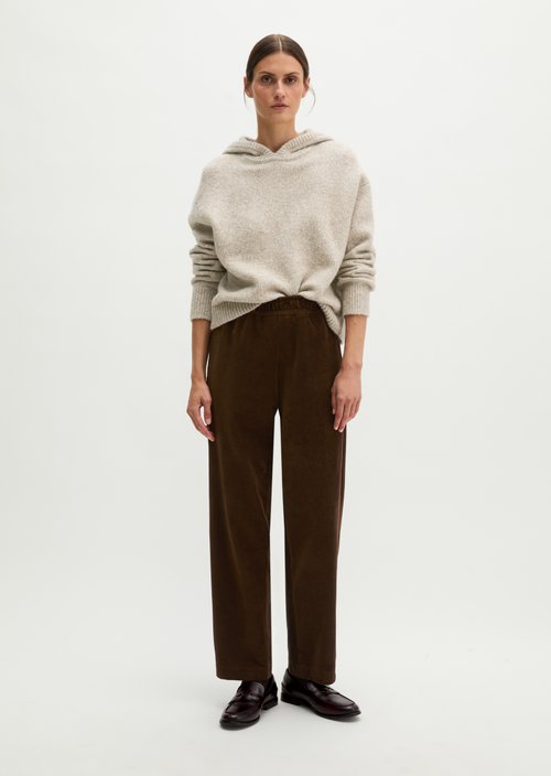 Relaxed-Fit Corduroy Jersey Pants — Burnt Coffee