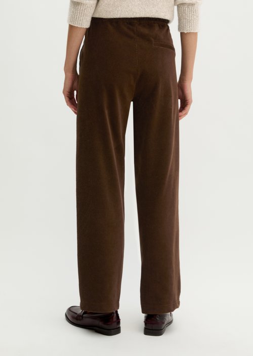 Relaxed-Fit Corduroy Jersey Pants — Burnt Coffee