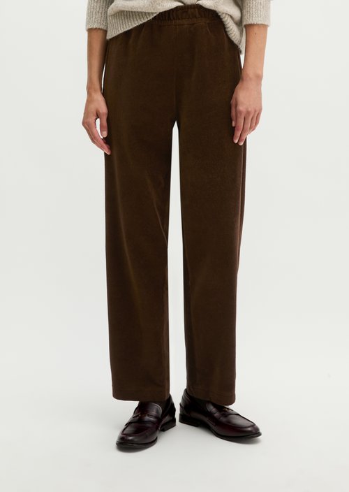 Relaxed-Fit Corduroy Jersey Pants — Burnt Coffee