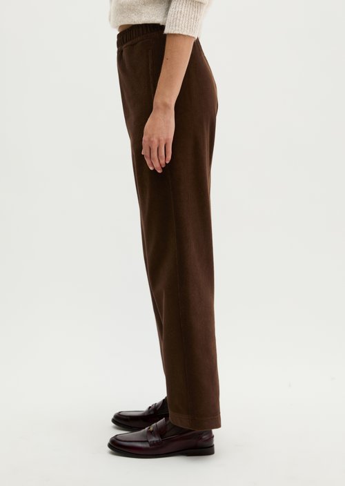 Relaxed-Fit Corduroy Jersey Pants — Burnt Coffee