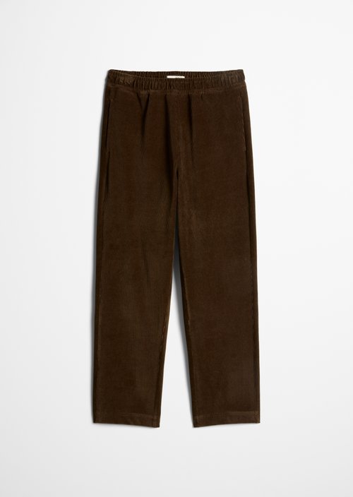 Relaxed-Fit Corduroy Jersey Pants — Burnt Coffee