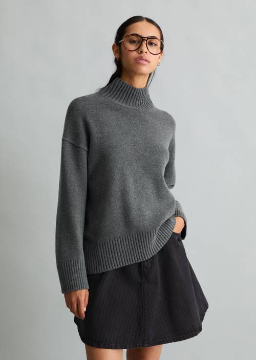 Oversized Sweater Dark Shadow Melange in front view