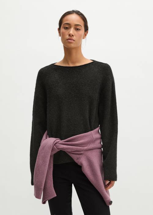 Pull en maille coupe classique Dark Graphite Melange en vue de face