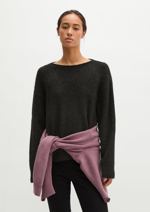 Regular-Fit Knit Sweater — Dark Graphite Melange
