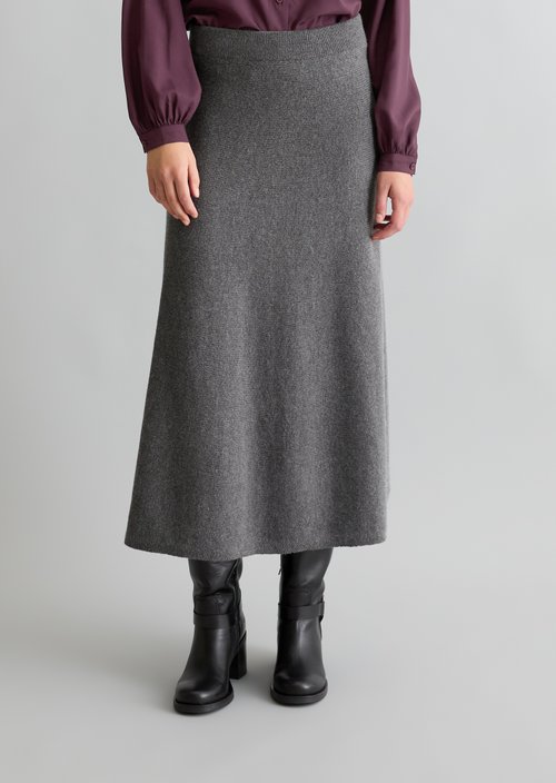 A-Line Knit Skirt — Dark Shadow Melange