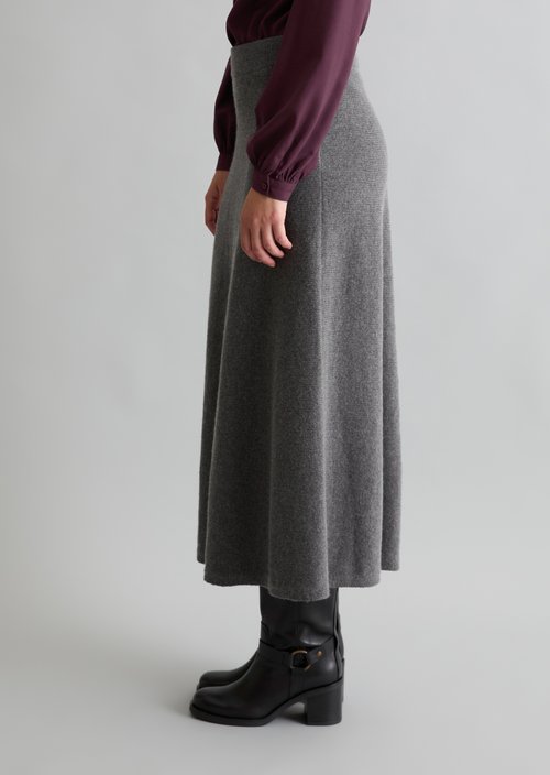 A-Line Knit Skirt — Dark Shadow Melange