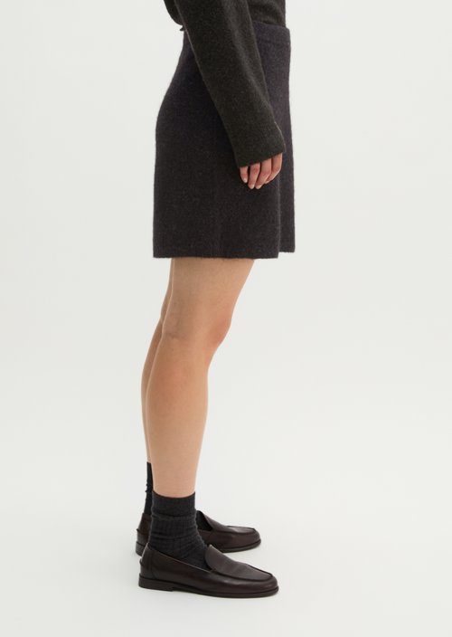 Short A-Line Knit Skirt — Dark Graphite Melange