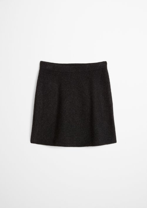 Short A-Line Knit Skirt — Dark Graphite Melange