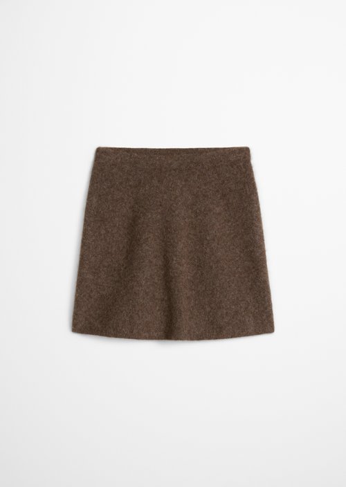 Short A-Line Knit Skirt — Soft Brown Melange