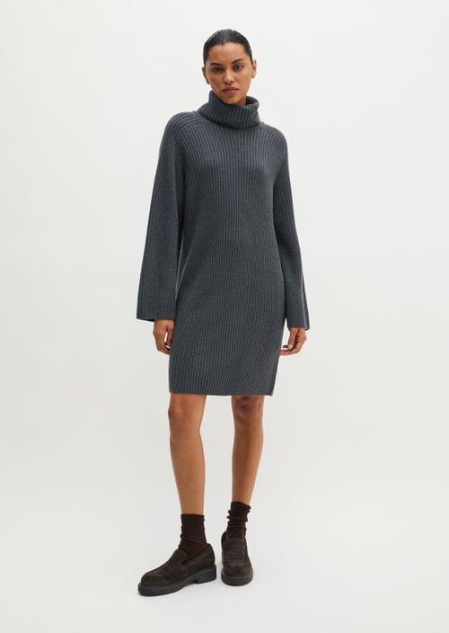 Ribbed Turtleneck Dress, Regular Fit — Broken Graphite