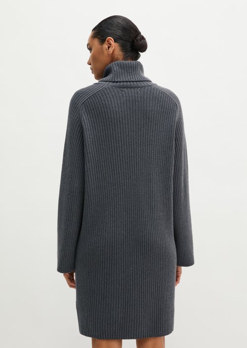 Ribbed Turtleneck Dress, Regular Fit — Broken Graphite