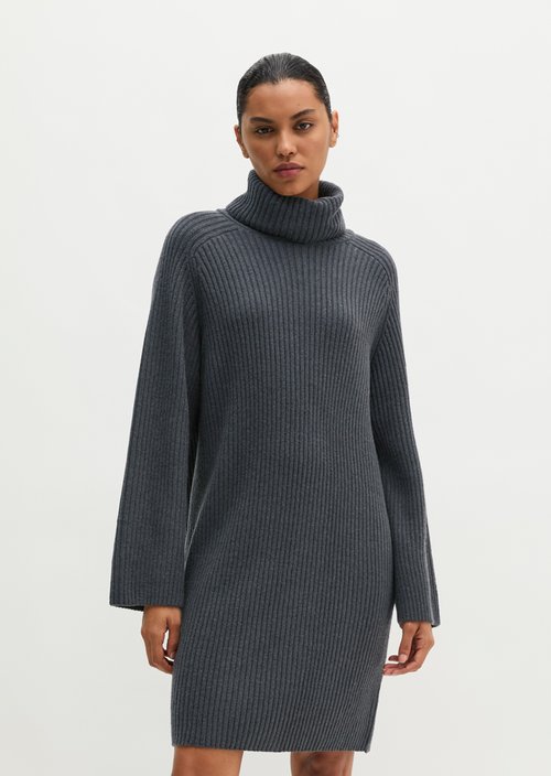 Ribbed Turtleneck Dress, Regular Fit — Broken Graphite
