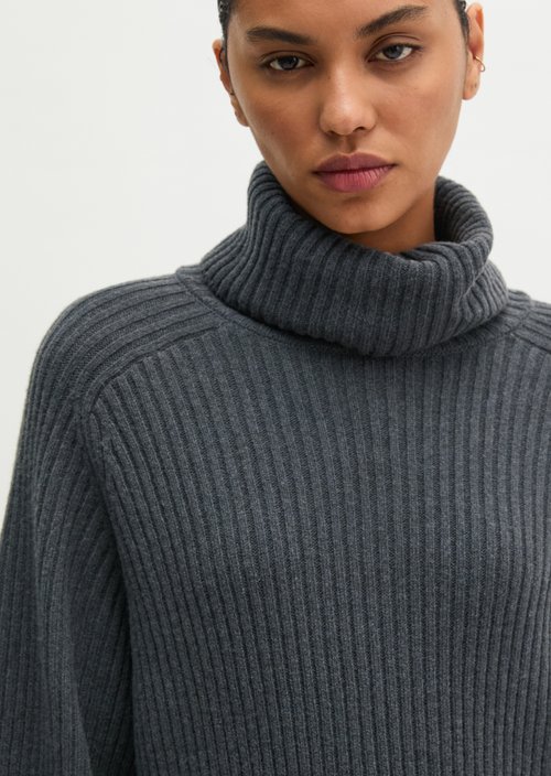 Ribbed Turtleneck Dress, Regular Fit — Broken Graphite