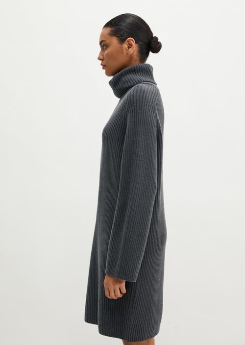 Ribbed Turtleneck Dress, Regular Fit — Broken Graphite