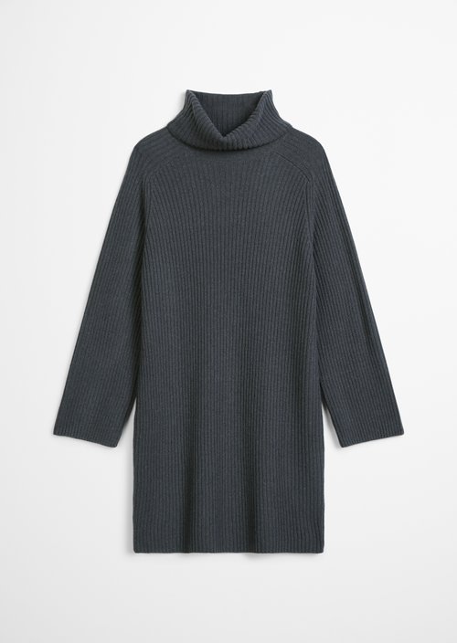 Ribbed Turtleneck Dress, Regular Fit — Broken Graphite
