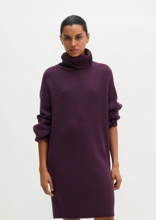 Ribbed Turtleneck Dress, Regular Fit — Pure Plum
