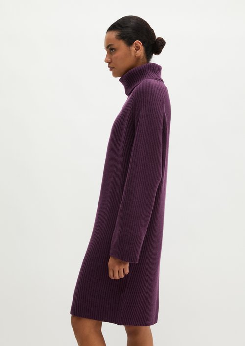 Ribbed Turtleneck Dress, Regular Fit — Pure Plum