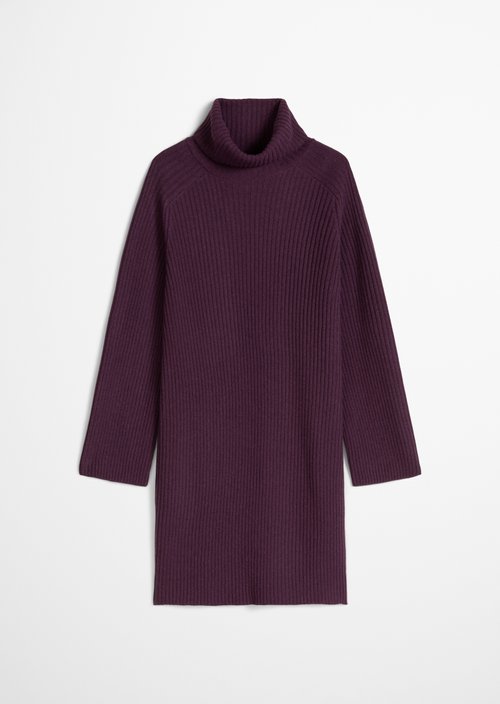 Ribbed Turtleneck Dress, Regular Fit — Pure Plum