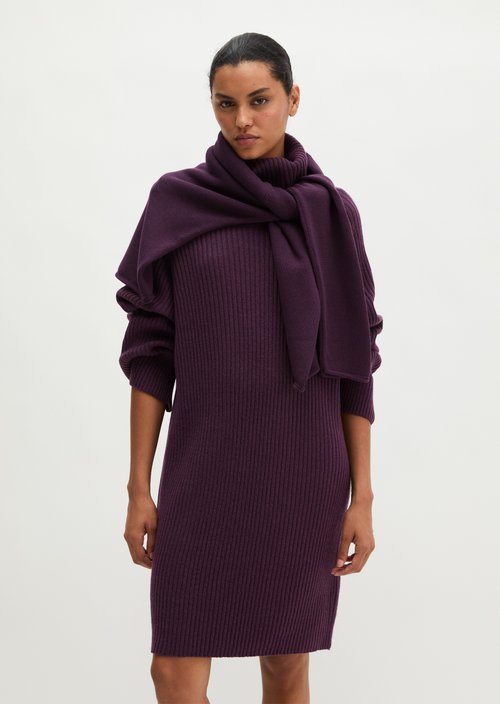 Ribbed Turtleneck Dress, Regular Fit — Pure Plum