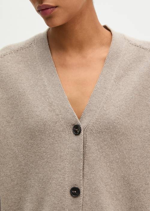 Regular Cardigan Stone Taupe Melange in detail view