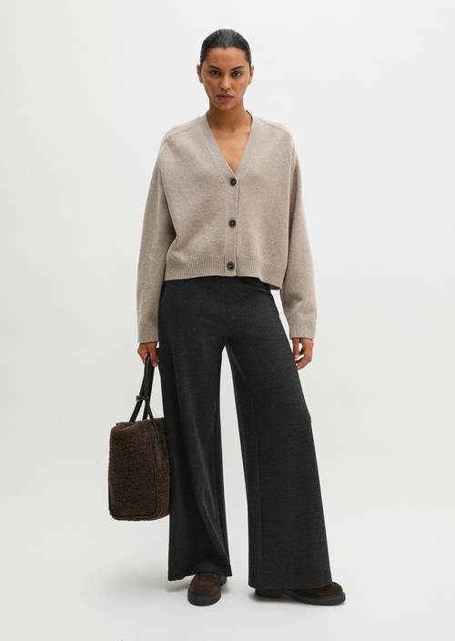 Regular Cardigan Stone Taupe Melange in front view