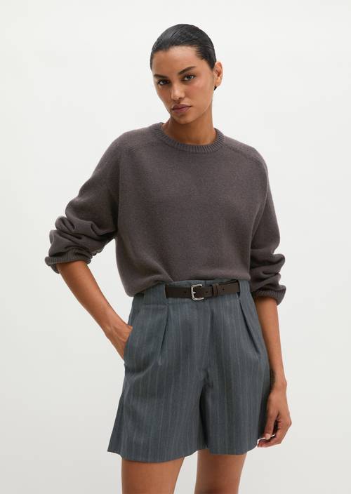 Pullover regular Stone Brown Melange in Frontalansicht