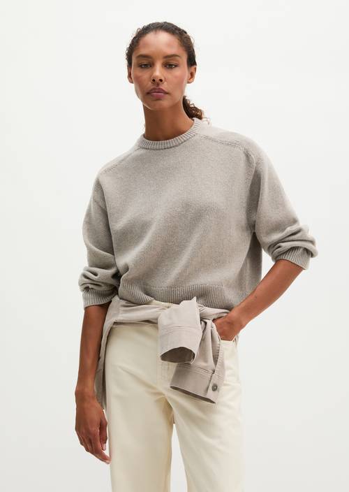 Trui, regular fit Stone Taupe Melange in vooraanzicht