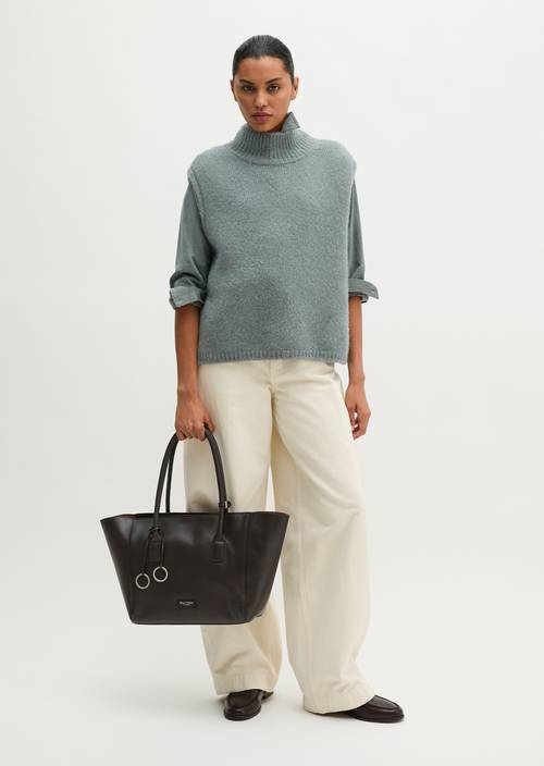 Ärmelloser Pullover regular Foggy Blue in Frontalansicht