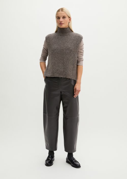 Sleeveless Sweater, Regular Fit — Stone Brown Melange