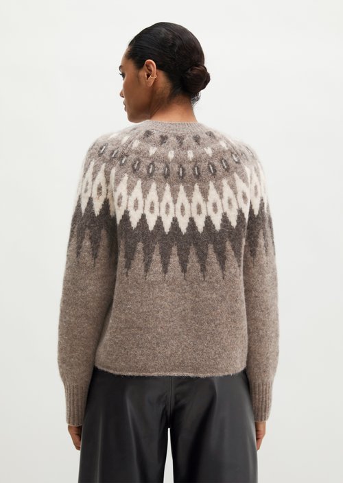 Slim-Fit Jacquard Cardigan — Dark Brown