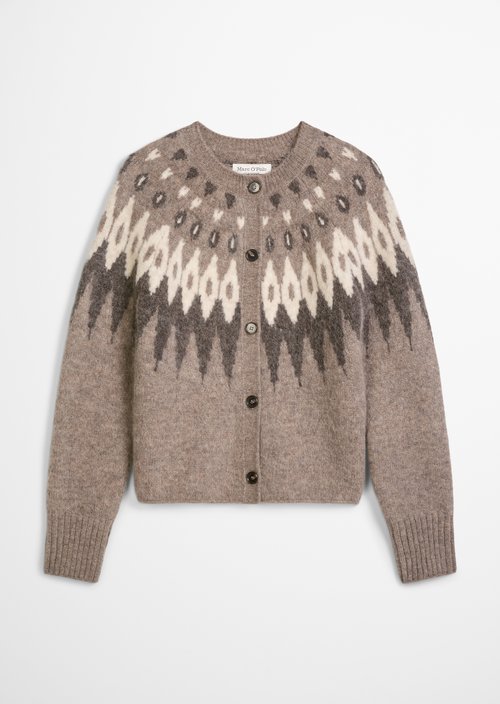 Slim-Fit Jacquard Cardigan — Dark Brown