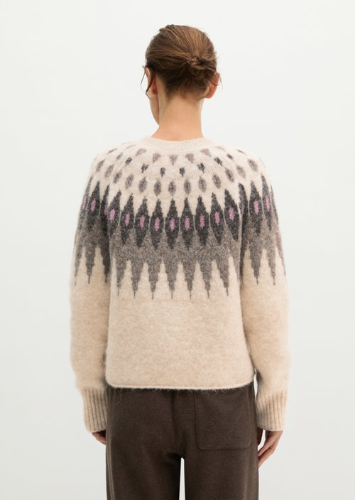 Slim-Fit Jacquard Cardigan — Light Beige