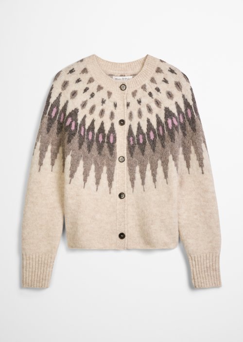 Slim-Fit Jacquard Cardigan — Light Beige
