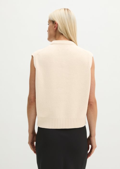 Sleeveless Cardigan, Regular Fit — Light Stone Melange