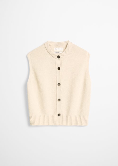 Sleeveless Cardigan, Regular Fit — Light Stone Melange
