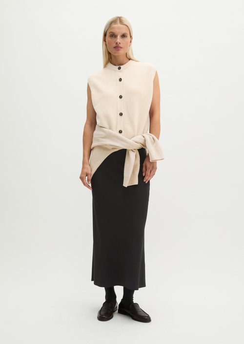 Sleeveless Cardigan, Regular Fit — Light Stone Melange