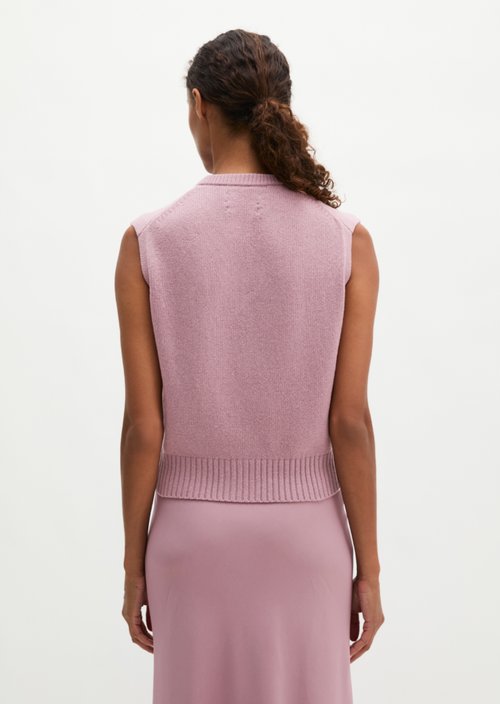 Sleeveless Cardigan, Regular Fit — Gentle Mauve