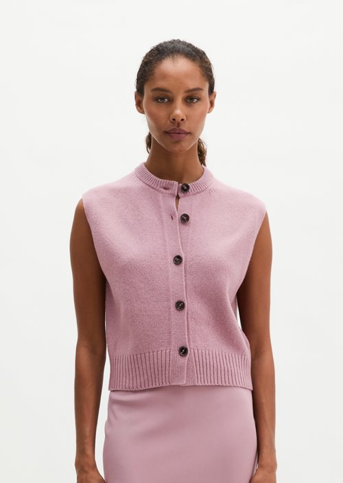 Sleeveless Cardigan, Regular Fit — Gentle Mauve