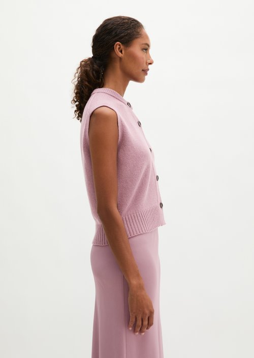 Sleeveless Cardigan, Regular Fit — Gentle Mauve