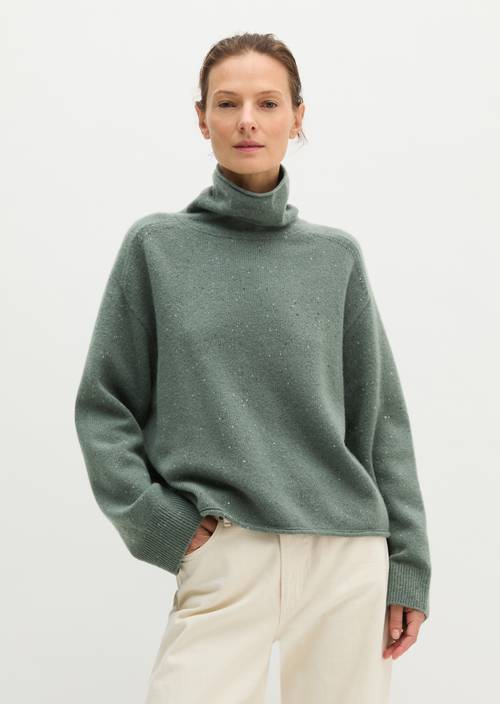 Tweed-Pullover regular Medium Grey in Frontalansicht