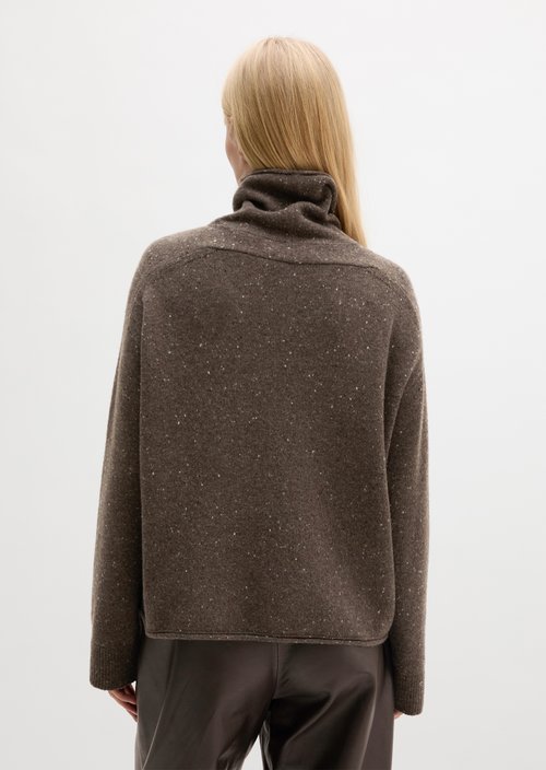 Regular-Fit Tweed Sweater — Dark Brown