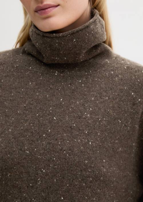 Tweed-Pullover regular Dark Brown in Detailansicht