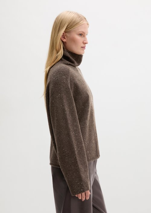 Regular-Fit Tweed Sweater — Dark Brown