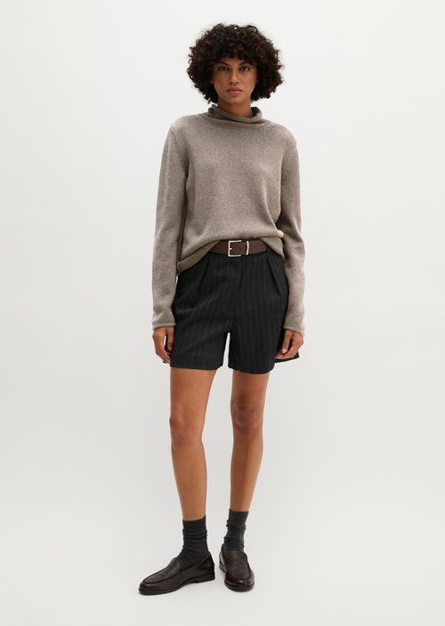 Regular-Fit Tweed Sweater — Dark Beige