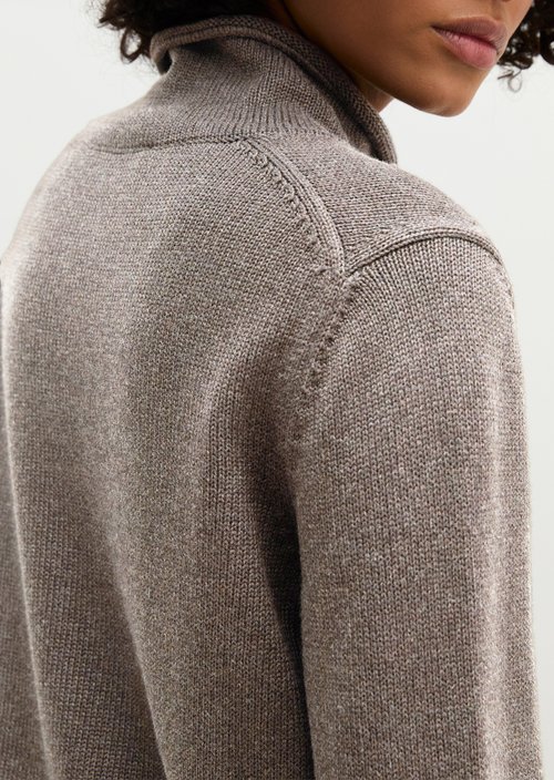 Regular-Fit Tweed Sweater — Dark Beige