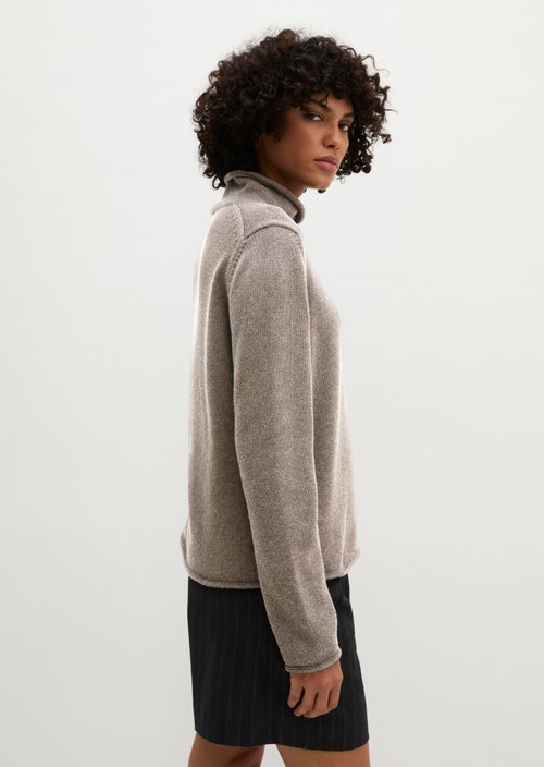 Regular-Fit Tweed Sweater — Dark Beige