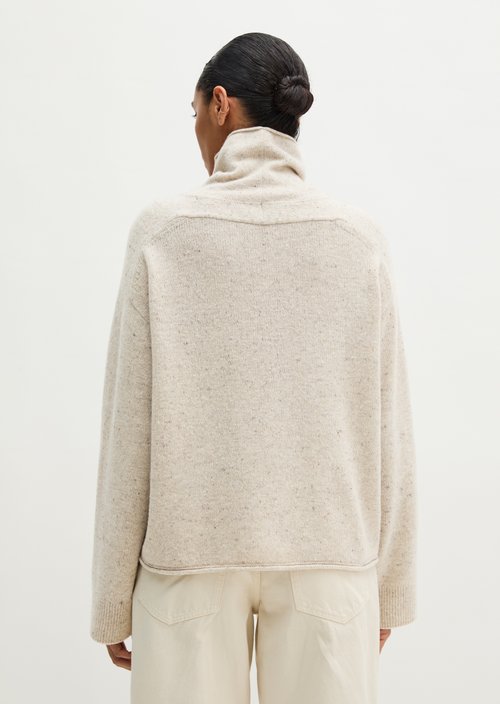 Regular-Fit Tweed Sweater — Light Beige