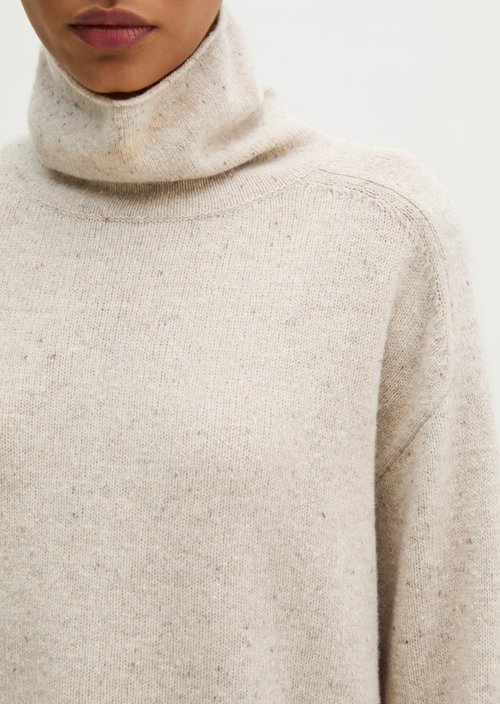 Regular-Fit Tweed Sweater — Light Beige