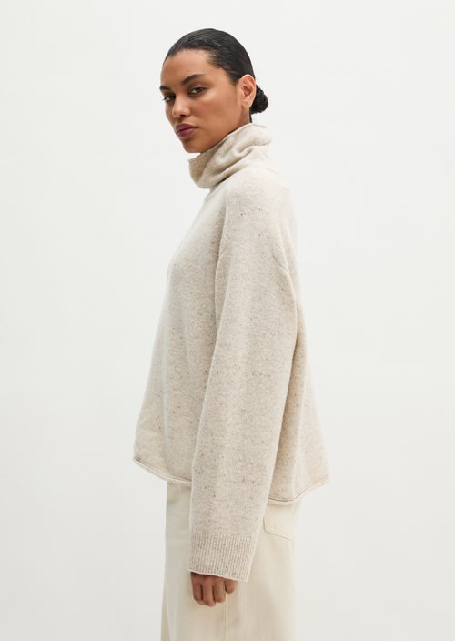 Regular-Fit Tweed Sweater — Light Beige